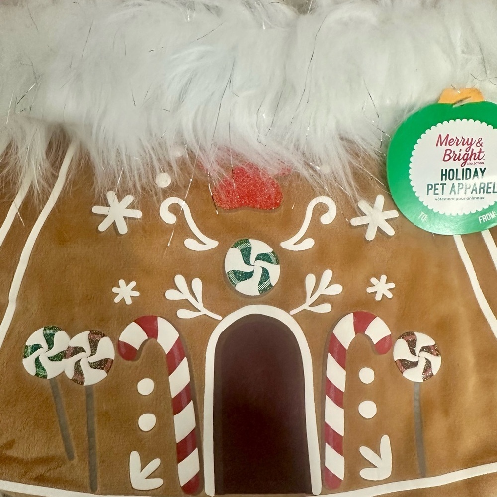 Merry & Bright Gingerbread House Pet Cape & Hat Set – Size M/L – New with Tags - Picture 3 of 15